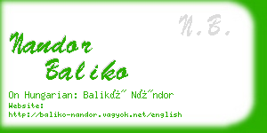 nandor baliko business card